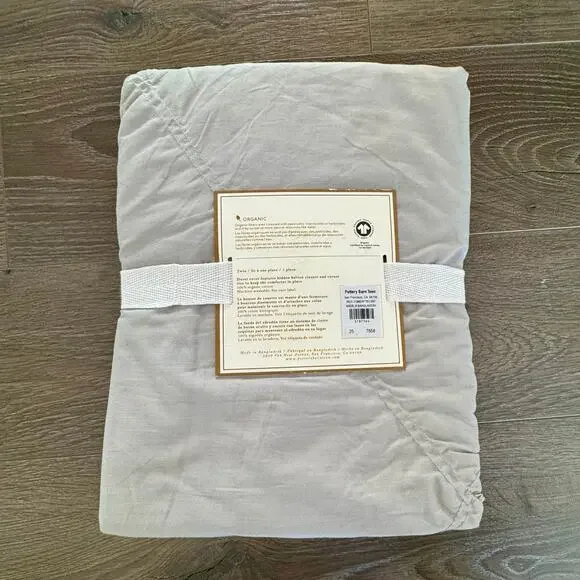 Pottery Barn Teen Organic Ruched Diamond Duvet Cover Light Gray Twin/Twin XL New - Picture 3 of 7
